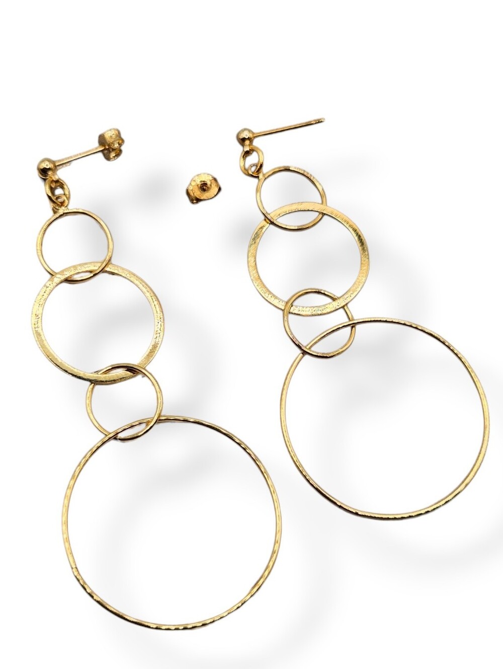 Gold Interlocking Loop Chain Earrings Dainty Lightweight Minimalist Gold Plate